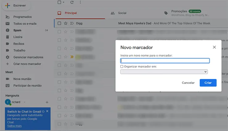 PASSO 2: Digitar nome da pasta/rótulo 
